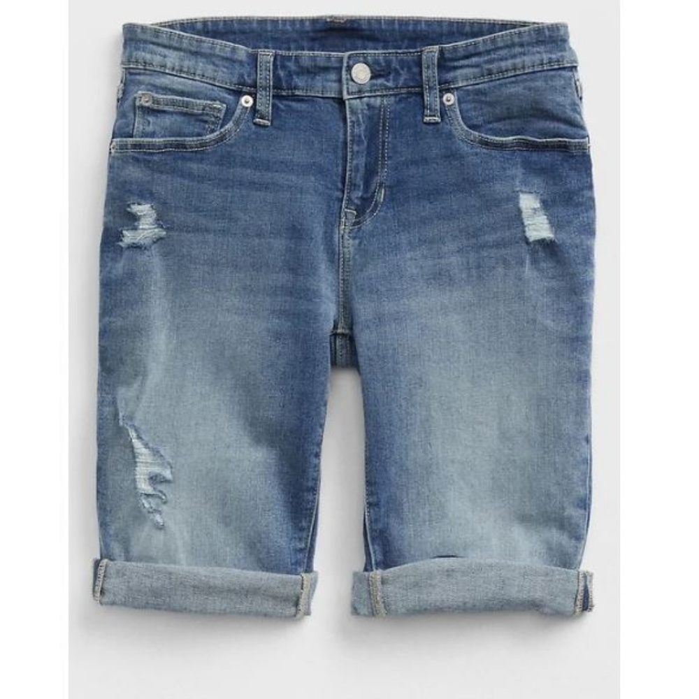 Gap Womens 9" Bermuda Denim Shorts Mid Rise